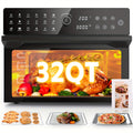 32-Quart 20-in-1 Air Fryer Toaster Oven Combo, 1800W Dual Cooking, 360° Hot Air Circulation, Clear Door, 13" Pizza Pan & 7 Accessories, Black