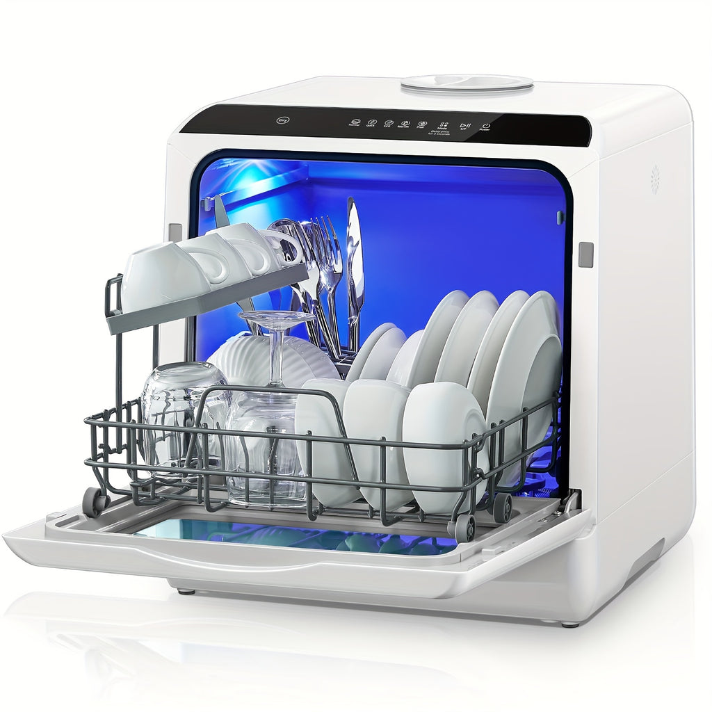 Portable Mini Dishwasher, 5+1 Programs with Baby Care Mode, Dual Spray, High-Temp Wash, Air Dry & Timer, 1.32gal Tank, No Hookup Needed for RV & Apartment