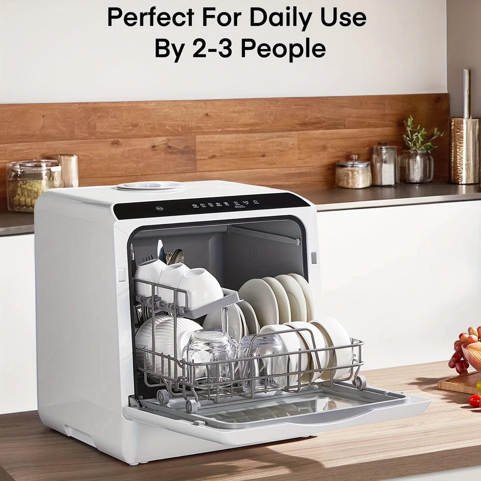Portable Mini Dishwasher, 5+1 Programs with Baby Care Mode, Dual Spray, High-Temp Wash, Air Dry & Timer, 1.32gal Tank, No Hookup Needed for RV & Apartment