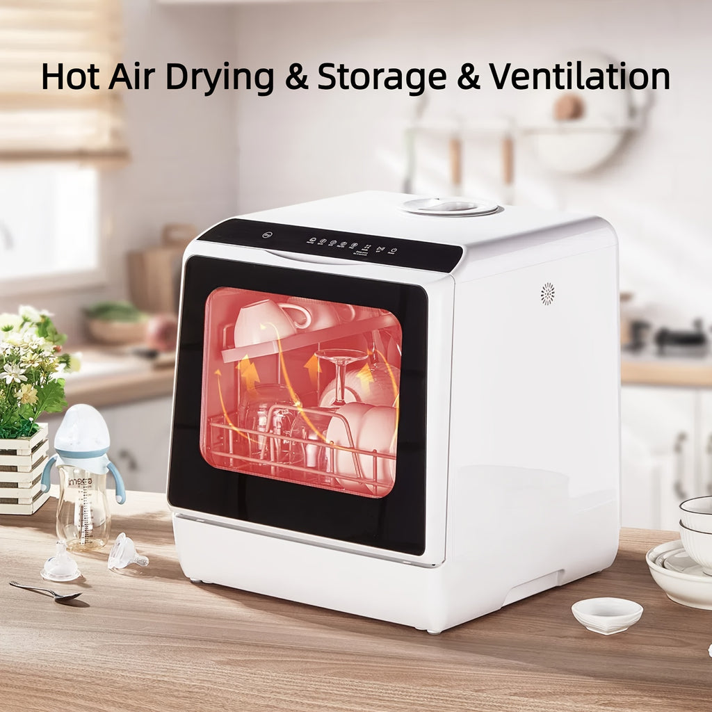 Portable Mini Dishwasher, 5+1 Programs with Baby Care Mode, Dual Spray, High-Temp Wash, Air Dry & Timer, 1.32gal Tank, No Hookup Needed for RV & Apartment