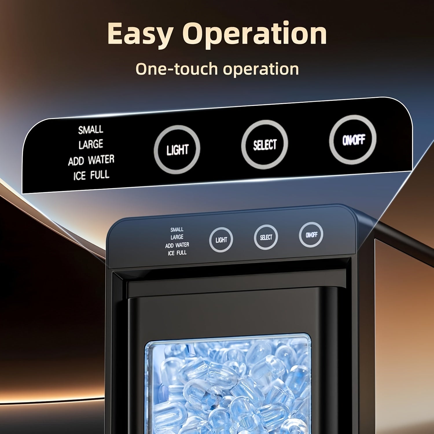 Compact Ice Maker Machine, 28Lbs/24H Production, Fast 6-Min Ice Making, Self-Cleaning, 27.05oz Tank, Ice Basket & Scoop, Quiet for Kitchen Camping RV