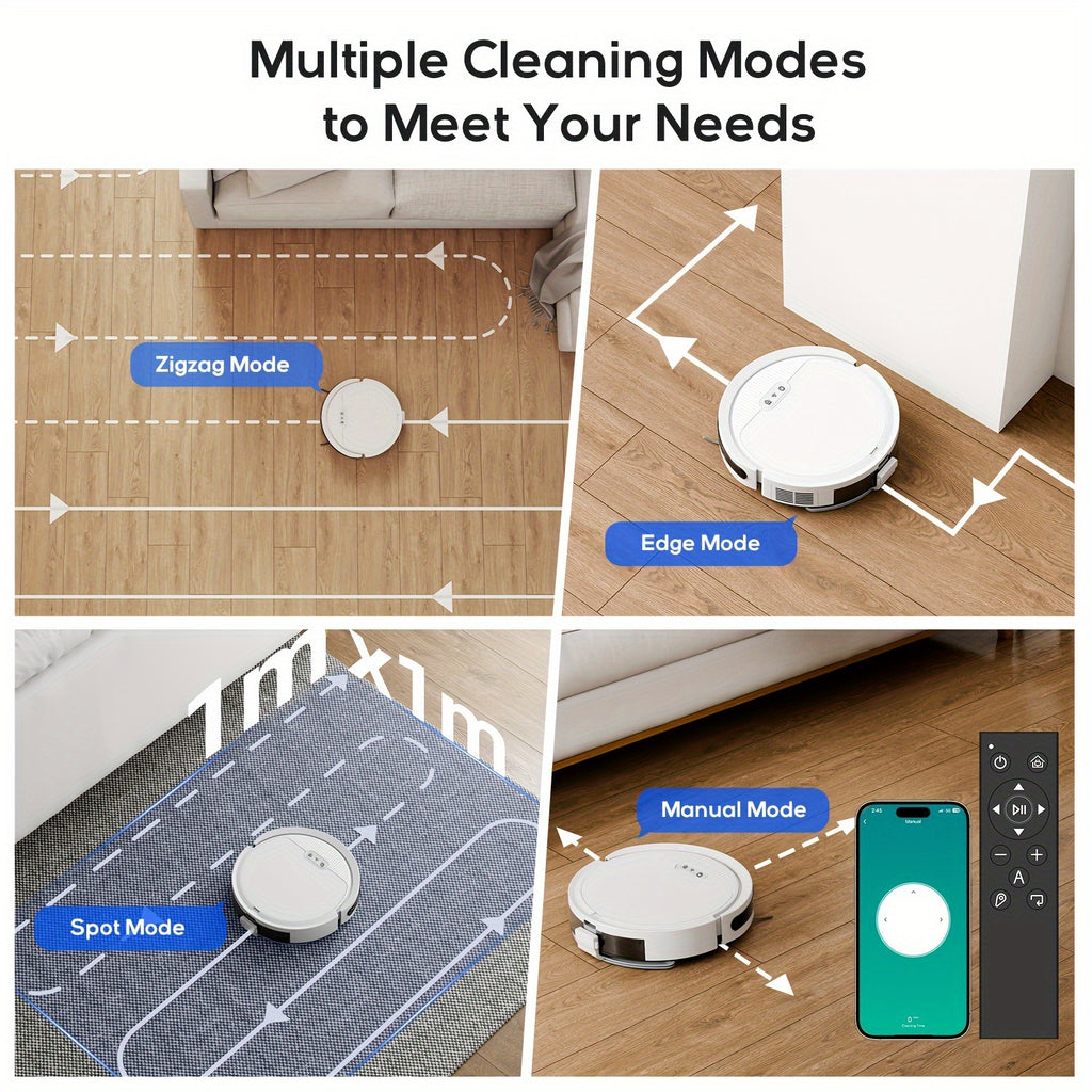 Robot Vacuum and Mop Combo, 6000PA Suction, Multiple Cleaning Modes, APP Remote Alexa Voice Control, Auto Charging, Perfect for Pet Hair, Hard Floor & Low-Pile Carpet