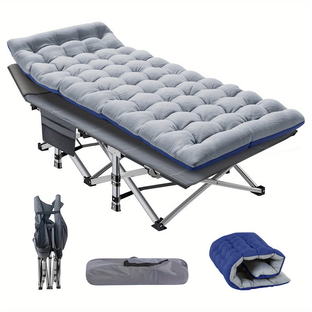 75 Inch Heavy Duty Folding Bed, Portable Camping & Guest Cot, Equipped with Carry Bag, Ideal for Home, Outdoor & Halloween Gifts