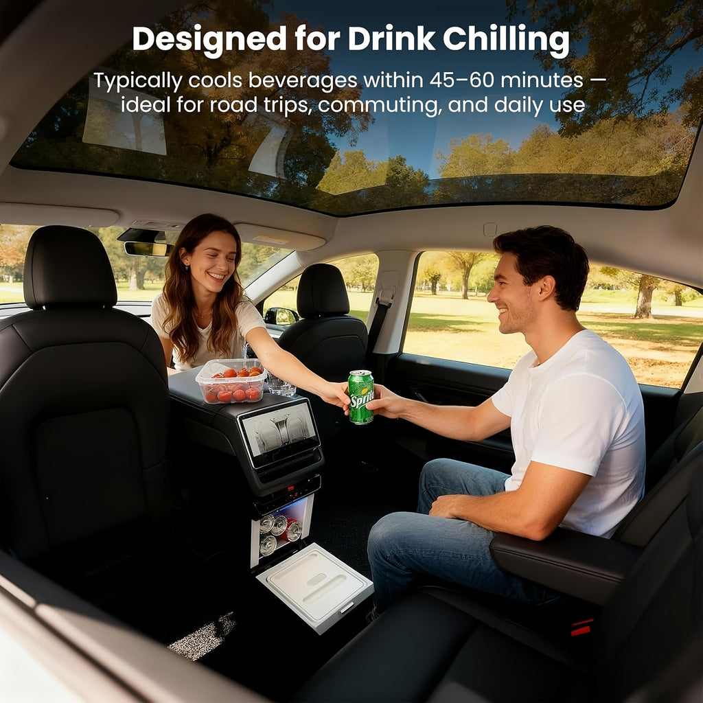 4L Car Refrigerator for Tesla Model Y Juniper 2025-2026, Rear Center Console Cooler & Warmer, Portable Freezer for Camping, Sports & Outdoor Travel