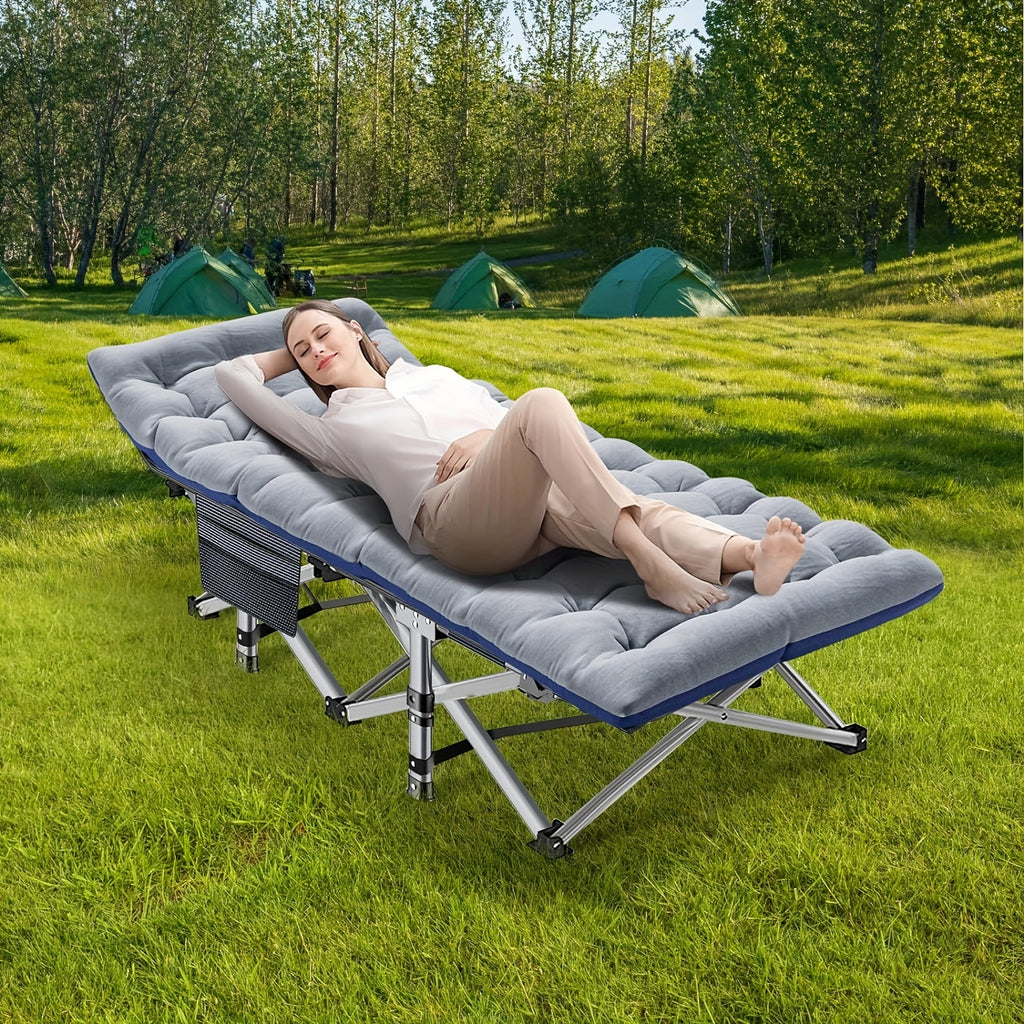 75 Inch Heavy Duty Folding Bed, Portable Camping & Guest Cot, Equipped with Carry Bag, Ideal for Home, Outdoor & Halloween Gifts