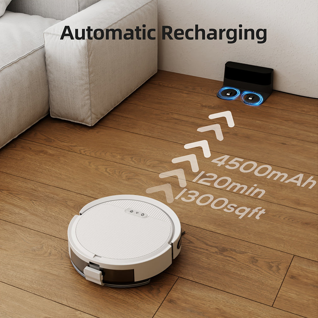 Robot Vacuum and Mop Combo, 6000PA Suction, Multiple Cleaning Modes, APP Remote Alexa Voice Control, Auto Charging, Perfect for Pet Hair, Hard Floor & Low-Pile Carpet