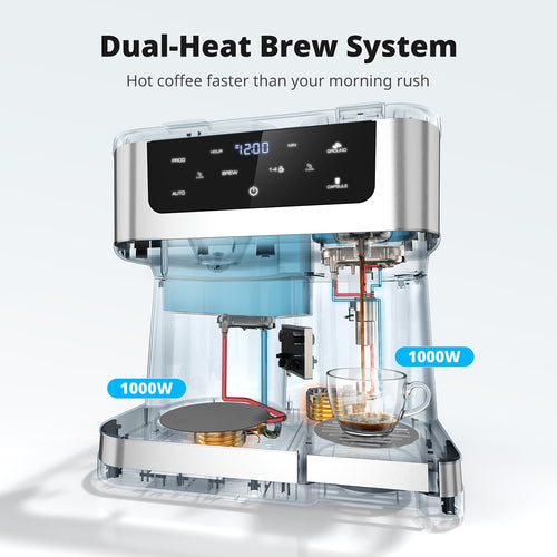 2-in-1 Drip Coffee Maker & K-Cup Brewer, 12 Cup Capacity, 1-4 Cup Select, Programmable, Auto Shut-Off, Spill-Free Spout