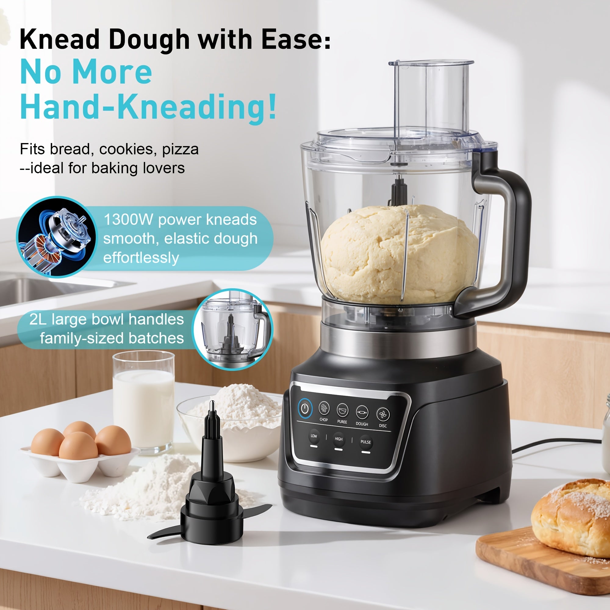 10-in-1 Kitchen System, Multifunctional Blender Food Processor Combo, 68 Oz Bowl & Travel Cup, for Dough, Chopping, Grinding, Slicing & Shakes, Black