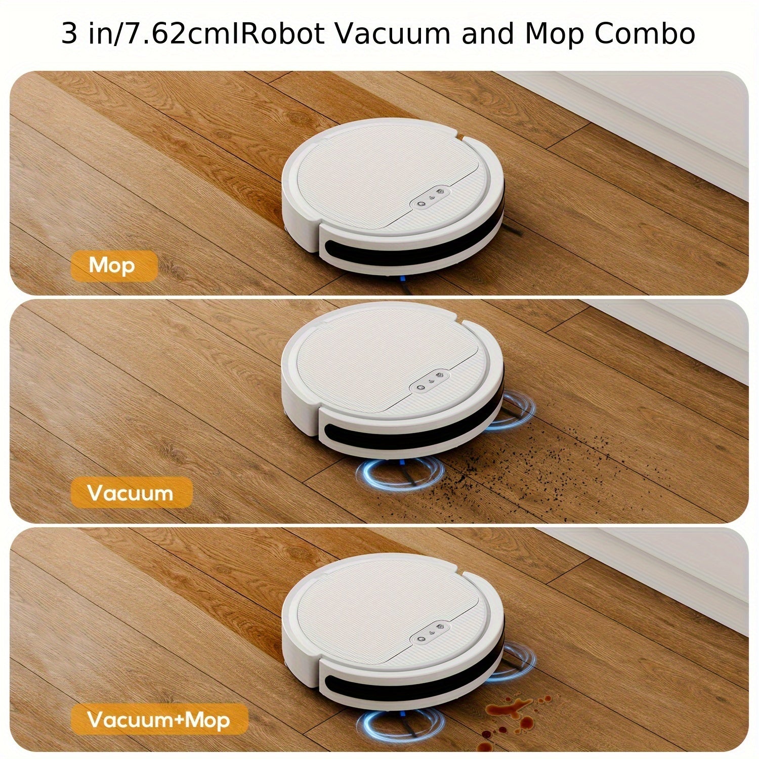 Robot Vacuum and Mop Combo, 6000PA Suction, Multiple Cleaning Modes, APP Remote Alexa Voice Control, Auto Charging, Perfect for Pet Hair, Hard Floor & Low-Pile Carpet