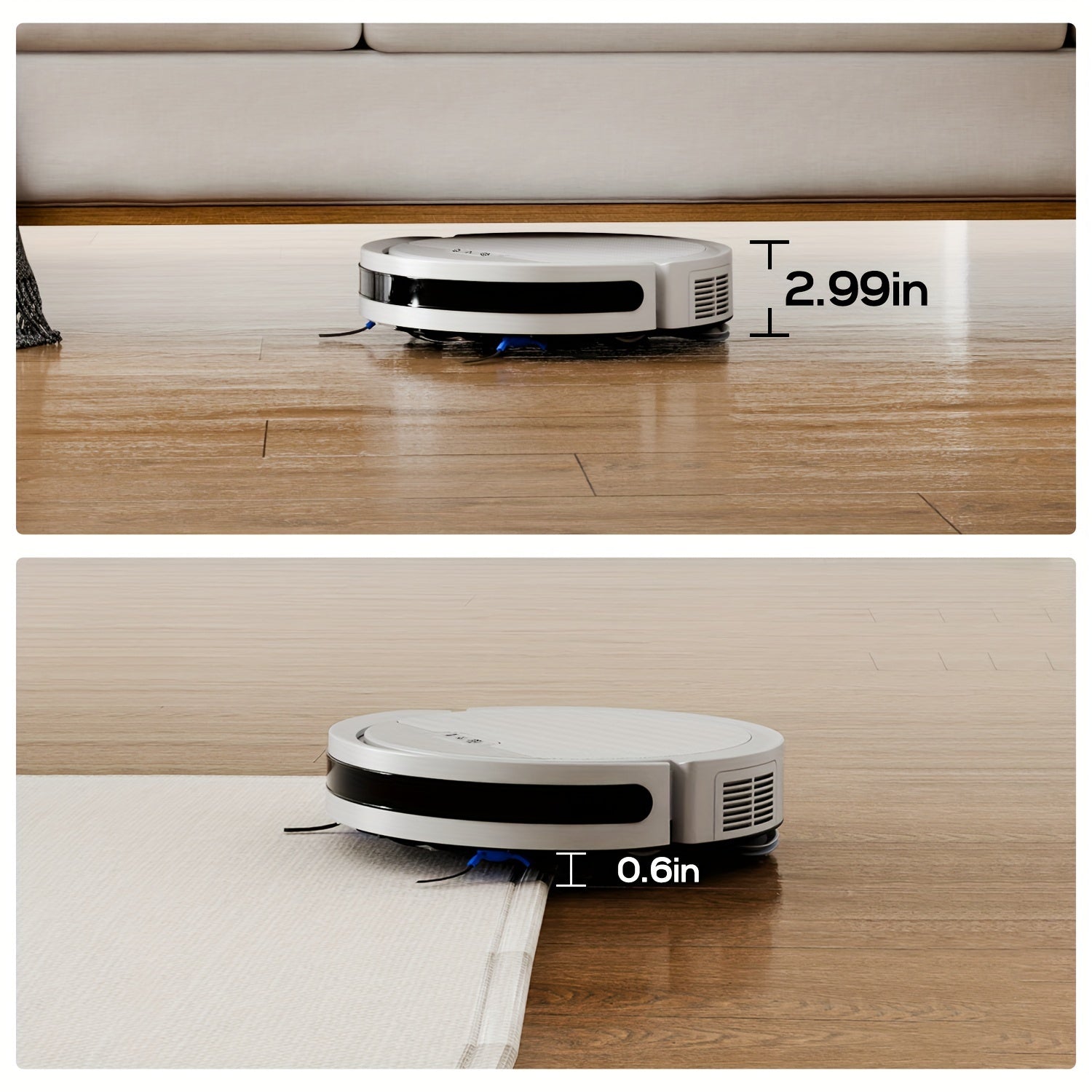 Robot Vacuum and Mop Combo, 6000PA Suction, Multiple Cleaning Modes, APP Remote Alexa Voice Control, Auto Charging, Perfect for Pet Hair, Hard Floor & Low-Pile Carpet