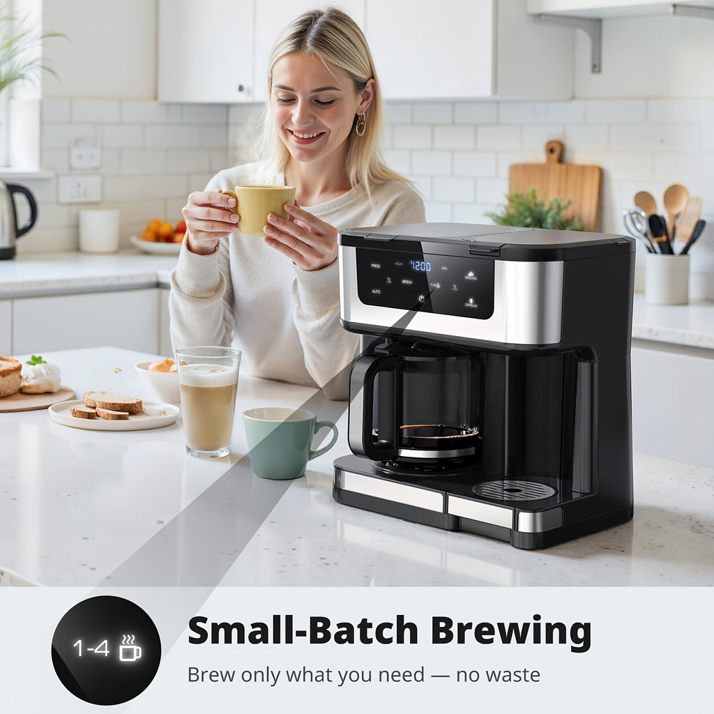 2-in-1 Drip Coffee Maker & K-Cup Brewer, 12 Cup Capacity, 1-4 Cup Select, Programmable, Auto Shut-Off, Spill-Free Spout