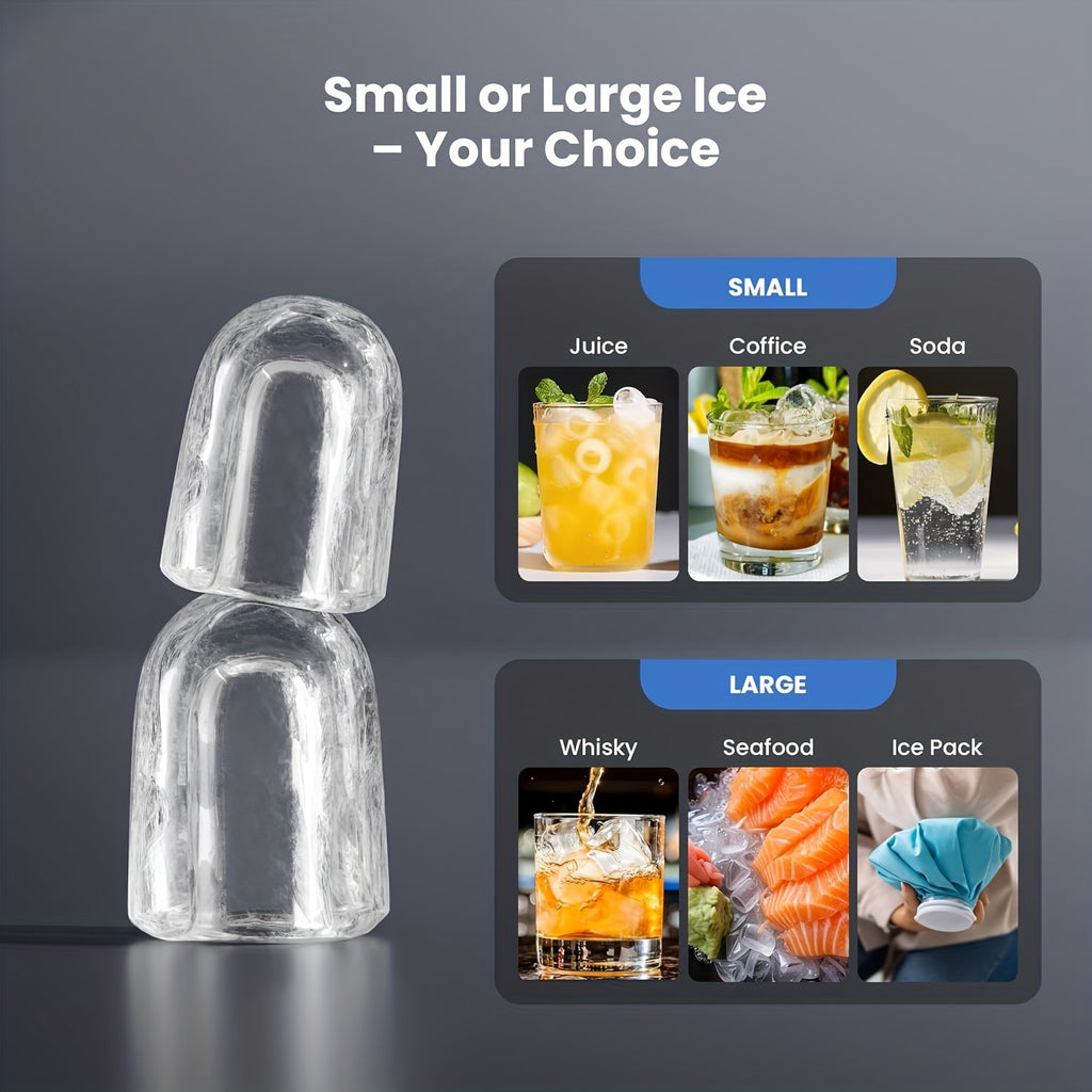Compact Ice Maker Machine, 28Lbs/24H Production, Fast 6-Min Ice Making, Self-Cleaning, 27.05oz Tank, Ice Basket & Scoop, Quiet for Kitchen Camping RV