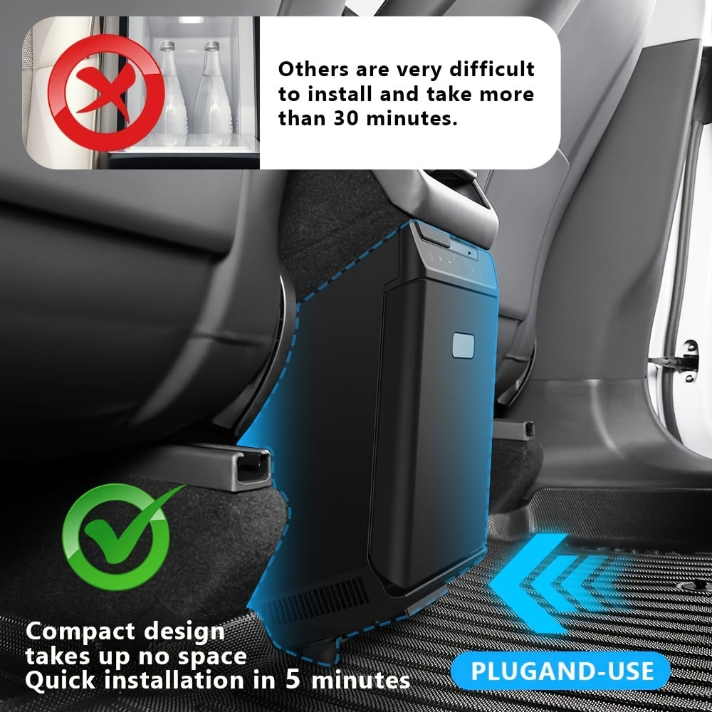 4L Car Refrigerator for Tesla Model Y Juniper 2025-2026, Rear Center Console Cooler & Warmer, Portable Freezer for Camping, Sports & Outdoor Travel