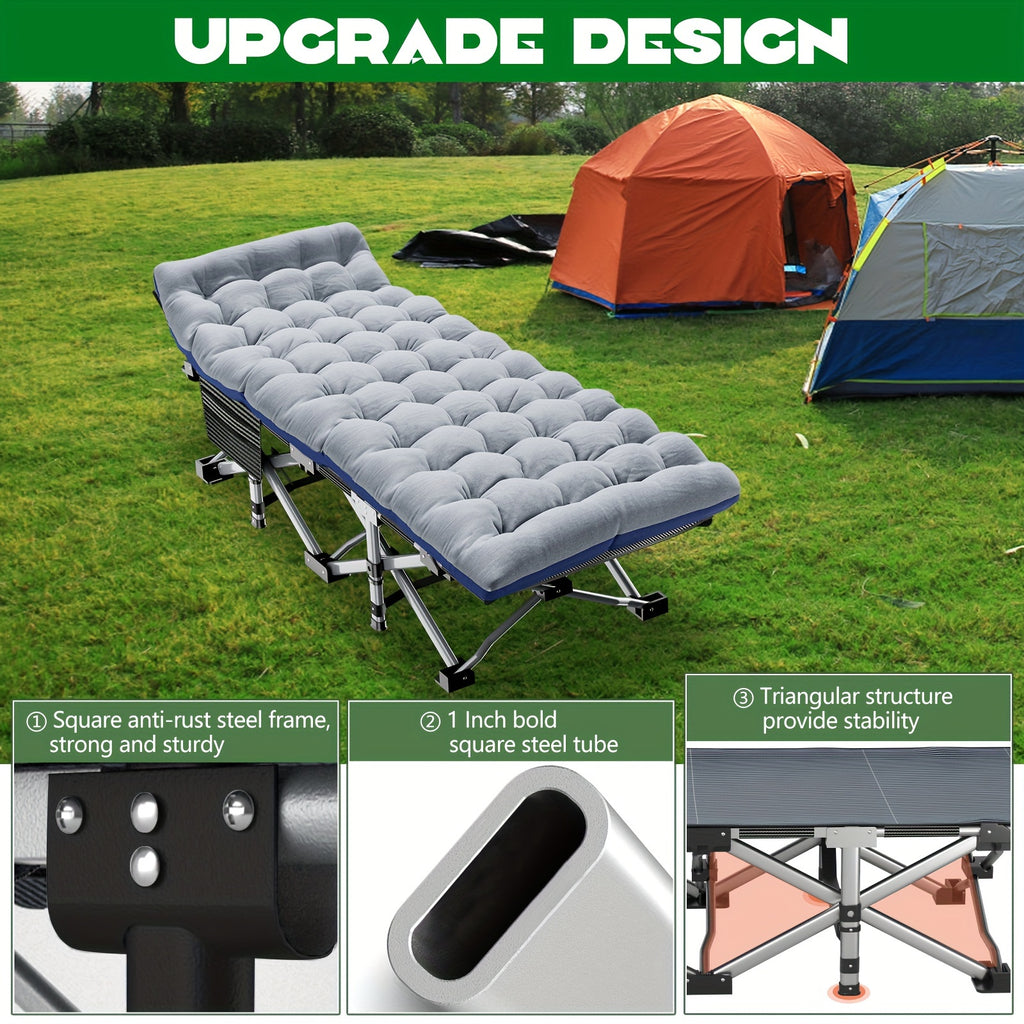 75 Inch Heavy Duty Folding Bed, Portable Camping & Guest Cot, Equipped with Carry Bag, Ideal for Home, Outdoor & Halloween Gifts