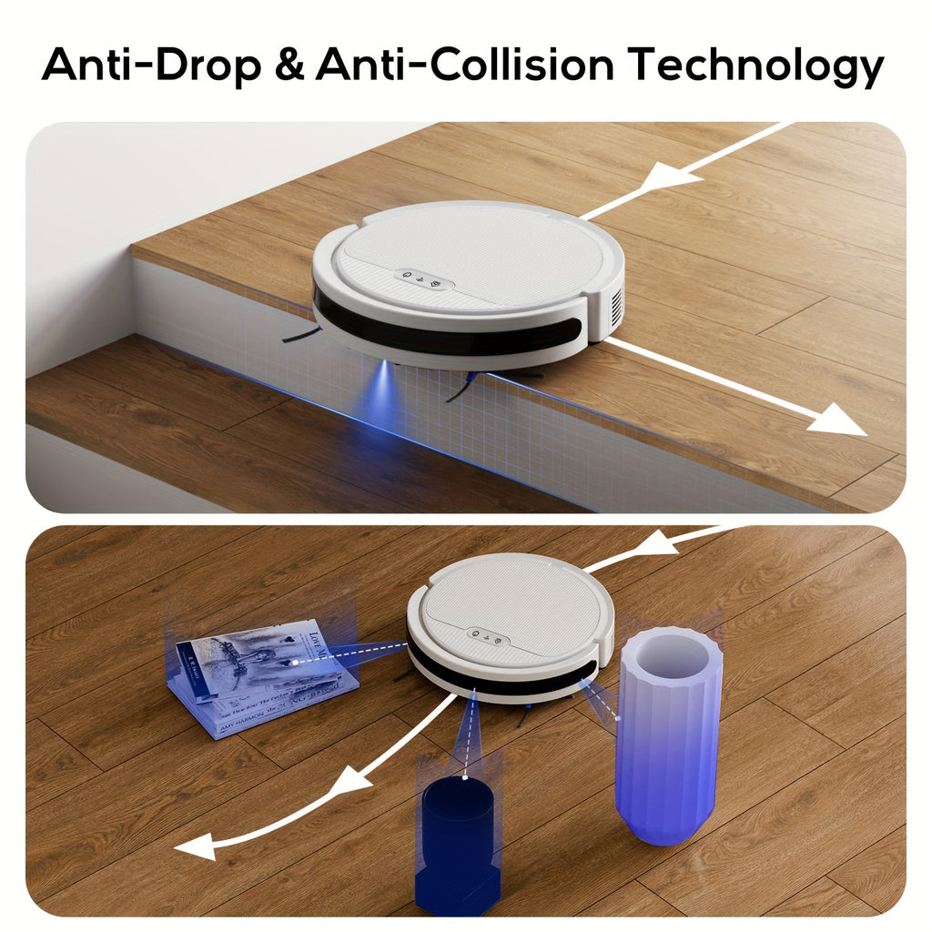 Robot Vacuum and Mop Combo, 6000PA Suction, Multiple Cleaning Modes, APP Remote Alexa Voice Control, Auto Charging, Perfect for Pet Hair, Hard Floor & Low-Pile Carpet
