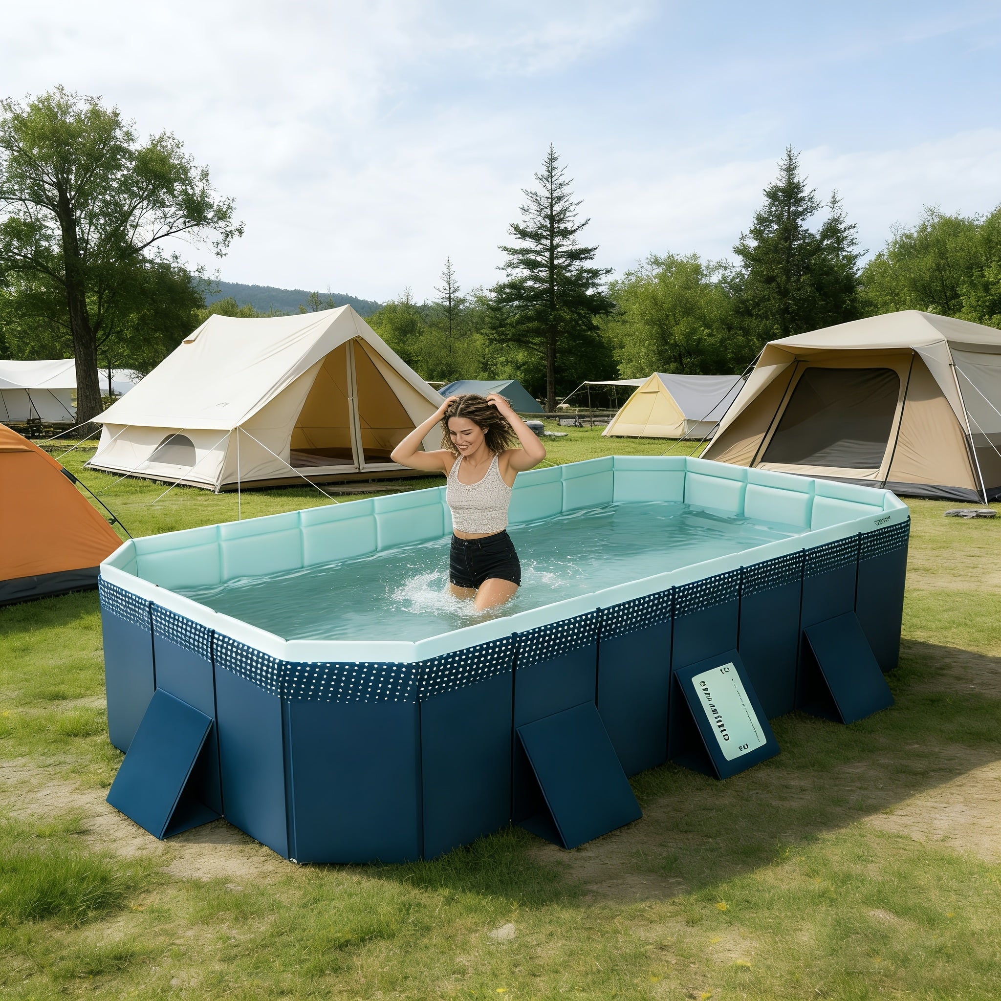 Folding Inflatable Swimming Pool, Outdoor Garden Pool, Portable Pool for Family Parties & Backyard Use