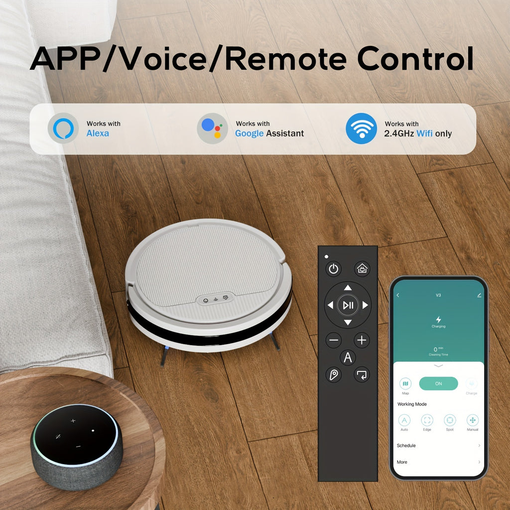 Robot Vacuum and Mop Combo, 6000PA Suction, Multiple Cleaning Modes, APP Remote Alexa Voice Control, Auto Charging, Perfect for Pet Hair, Hard Floor & Low-Pile Carpet
