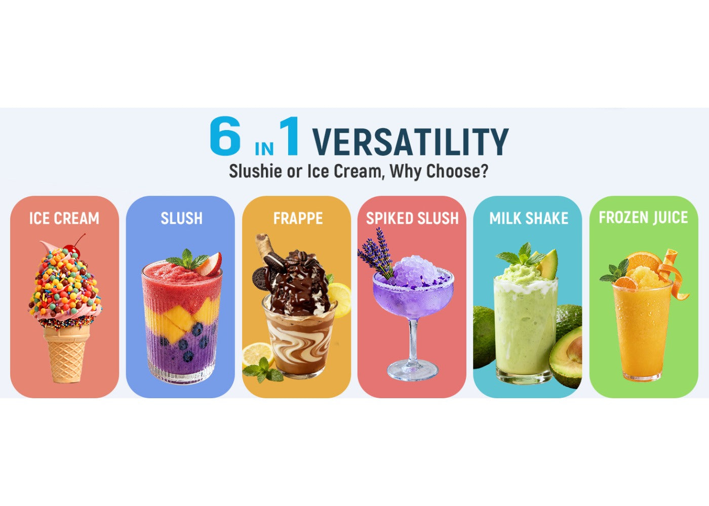 2-in-1 Ice Cream Slush Maker, 5-in-1 Cold Drink & Iced Tea Machine, 88 Oz, One-Touch Preset, No Ice Required, Self-Cleaning for Milkshakes & Margaritas