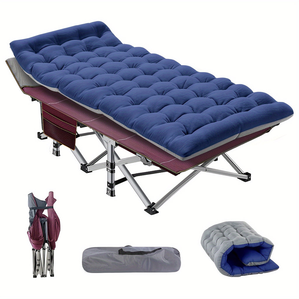 75 Inch Heavy Duty Folding Bed, Portable Camping & Guest Cot, Equipped with Carry Bag, Ideal for Home, Outdoor & Halloween Gifts