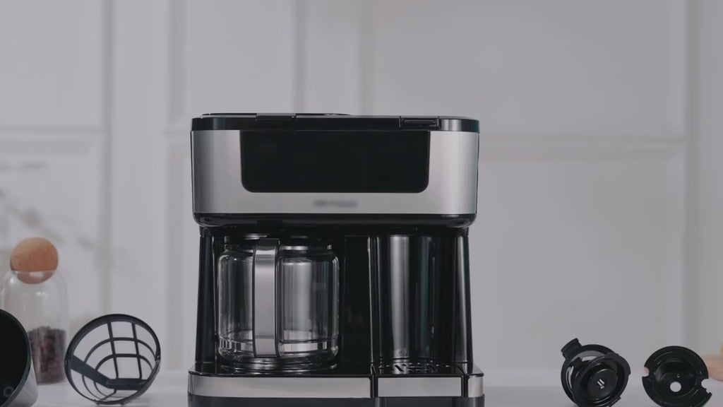 2-in-1 Drip Coffee Maker & K-Cup Brewer, 12 Cup Capacity, 1-4 Cup Select, Programmable, Auto Shut-Off, Spill-Free Spout